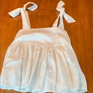 BP tie strap white peplum top